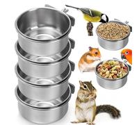 For Feeder for - 4 Cups for Animal Feeder Made of 304 Stainless Steel | Feeding Cups for Macaws, Sparrows, Parakeets, Pigeons, Conures,