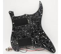 For Fender Strat Prewired Loaded Pickguard Set, Compatible with EMG-Style Active HH Pickups, Ceramic & Alnico V, Plug and Play Wiring Black