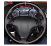 For Fiat For Punto For Bravo For Linea For Qubo For Doblo For Grande Car Black Artificial Leather Braid Steering Wheel Cover Wrap Car Steering Wheel Cover(White Thread)