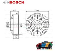 For Fiat Scudo Brake Drum Bosch 0986477300 Premium High Performance 2011-2016