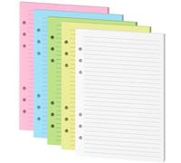for Filofax A5 Refills Lined Refill Paper Coloured, 100 Sheet 6 Punched Holes Loose-Leaf Lined Paper, A5 Binder Inserts Notebook Refills, Ruled Notepaper for Diary Planner Meeting Travel Record
