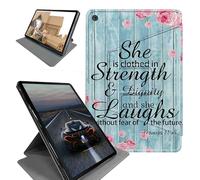 for Fire 7 case 2019 2017 Release 9th 7th Generation 7" Tablet Case-360 Rotating Stand Folding Protective Cover with Auto Sleep/Wake,Bible Quote Proverbs 31-25