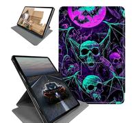 for Fire 7 case 2019 2017 Release 9th 7th Generation 7" Tablet Case-360 Rotating Stand Folding Protective Cover with Auto Sleep/Wake,Bats Skulls Bones