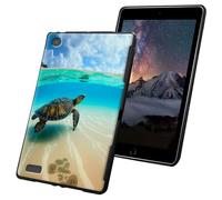 for Fire 7 Tablet Case 9th/7th Generation 7 inch 2019/2017 Release Slim Lightweight Soft TPU Silicone Non-Slip Shock Proof Protective Black Tablet Cover - Turtle in The Sea