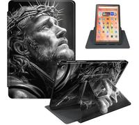 for Fire HD 10 Tablet (9th/7th/5th Generation, 2019/2017/2015 Release), 360° Rotating PU Leather Stand Cover with Auto Sleep/Wake, Multi-Angle Viewing, Jesus Christ