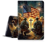 for Fire Hd 10 Tablet Case 11th/13th Generation 2021/2023 Release,Hybrid Slim Multi-Angles Stand Cover for Kindle Fire HD 10 Plus 11th Gen,Auto Wake/Sleep-Soldiers American Flag and Cross yyyy