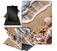 for Fire HD 10 Tablet Case 11th Generation 2021 and Amazon Fire HD10 Plus Case 10.1", 360 Degree Rotating Stand Smart Protective Case,for Fire HD 10 2021 Tablet,Seashells Starfishes Beach