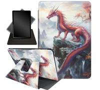 for Fire HD 10 Tablet Case 11th Generation 2021 and Amazon Fire HD10 Plus Case 10.1", 360 Degree Rotating Stand Smart Protective Case,for Fire HD 10 2021 Tablet,Red Dragon