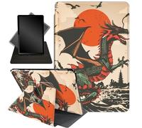 for Fire HD 10 Tablet Case 11th Generation 2021 and Amazon Fire HD10 Plus Case 10.1", 360 Degree Rotating Stand Smart Protective Case,for Fire HD 10 2021 Tablet,Red Dragon Sunset Sea