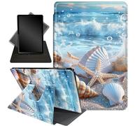 for Fire HD 10 Tablet Case 11th Generation 2021 and Amazon Fire HD10 Plus Case 10.1", 360 Degree Rotating Stand Smart Protective Case,for Fire HD 10 2021 Tablet,Seashells Starfishes