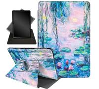 for Fire HD 10 Tablet Case 11th Generation 2021 and Amazon Fire HD10 Plus Case 10.1", 360 Degree Rotating Stand Smart Protective Case,for Fire HD 10 2021 Tablet,Water Lily Oil Painting