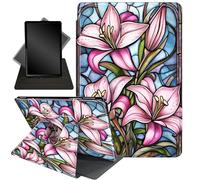 for Fire HD 10 Tablet Case 11th Generation 2021 and Amazon Fire HD10 Plus Case 10.1", 360 Degree Rotating Stand Smart Protective Case,for Fire HD 10 2021 Tablet,Lily Flower Pink