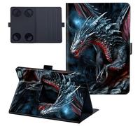 for Fire HD 8 & 8 Plus Case 14th/12th/10th Generation 8 inch 2014/2022/2020 Lightweight 360 Degree Rotating PU Leather Cover with Multi-Angle Viewing Stand Tablet Case - Red Eyes Dragon