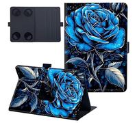 for Fire HD 8 & 8 Plus Case 14th/12th/10th Generation 8 inch 2014/2022/2020 Lightweight 360 Degree Rotating PU Leather Cover with Multi-Angle Viewing Stand Tablet Case - Blue Rose Flower