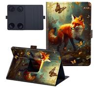 for Fire HD 8 & 8 Plus Case 14th/12th/10th Generation 8 inch 2014/2022/2020 Lightweight 360 Degree Rotating PU Leather Cover with Multi-Angle Viewing Stand Tablet Case - Fox Butterflies in The Forest