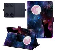 for Fire HD 8 & 8 Plus Case 14th/12th/10th Generation 8 inch 2014/2022 Lightweight 360 Degree Rotating PU Leather Cover with Multi-Angle Viewing Stand Tablet Case - Cat and Butterflies Under The Moon