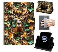 for Fire HD 8 & 8 Plus Tablet Case 12th/10th Generation 2024/2022/2020 Release 360 Rotating Degree Stand Auto Wake/Sleep Protective Cover with Hand Strap & Magnetic Clasp - Cute Deer in the Tree