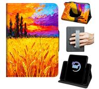 for Fire HD 8 & 8 Plus Tablet Case 12th/10th Generation 2024/2022/2020 Release 360 Rotating Degree Stand Auto Wake/Sleep Protective Cover with Hand Strap & Magnetic Clasp - Watercolor Forest at Sunset