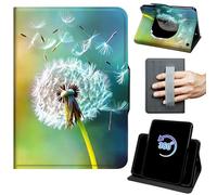 for Fire HD 8 & 8 Plus Tablet Case 12th/10th Generation 2024/2022/2020 Release 360 Rotating Degree Stand Auto Wake/Sleep Protective Cover with Hand Strap & Magnetic Clasp - Dandelion Flowers
