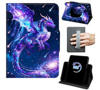 for Fire HD 8 & 8 Plus Tablet Case 12th/10th Generation 2024/2022/2020 Release 360 Rotating Degree Stand Auto Wake/Sleep Protective Cover with Hand Strap & Magnetic Clasp - Galaxy Purple Dragon