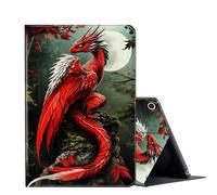 for Fire HD 8/ HD 8 Plus Tablet Case (12th/10th Generation,2024/2022/2020),FUYOCWE Multi-Angle Slim Stand Flip Smart Cover for Amazon Kindle Fire HD 8 Inch 12th Gen-Red Dragon Full Moon