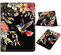for Fire HD 8 Tablet Case 2024/2022/2020 (12th/10th Gen), Multi-Angle Viewing Stand Smart Cover with Auto Wake Sleep, Lightweight PU Leather Protective Case for Fire HD 8 Plus, Flower Hummingbird