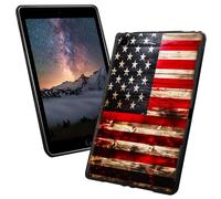 for Fire HD 8 Tablet Case 7th/8th Generation 8 inch 2017/2018 Release with Wood American Flag Pattern Style Design Slim Soft Lightweight TPU Rubber Shock Proof Protective Tablet Case Cover
