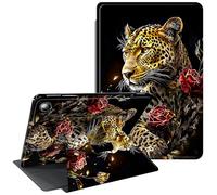 for Fire Max 11 Case 13th Generation 2023 Release 11 inch 360 Degree Rotating Stand Protective Smart Cover with Auto Wake Sleep Tablet Case - Leopard Red Rose Flowers