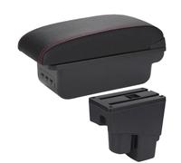 For Fit For Jazz 1 2003 2004 2005 2006 2007 Car Armrest Box Storage Box Car Interior Accessories KLAUER(B1 Black red 3USB)