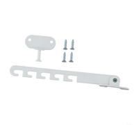 For folding window stopper with adjustable limits and screw, carbon steel material with protective coating, controls window opening for weather protection and ventilation (White)