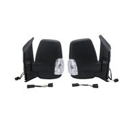 For For Transit MK8 V363 2013-2022 Side Mirror Assembly Euro Short Model Manual Leather Grain Black 2 Wire Rearview Mirror Assembly(1 pair)