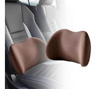 For Ford Fiesta Focus ST-Line C-MAX S-MAX Ergonomic Car Seat Headrest Lumbar Cushion for Back Pain Relief Grey-Lumbar Cushion(LumbarCushion/Brown)