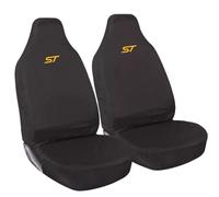 For Ford Focus, Ford Fiesta, Ford Explorer and Ford Puma - Heavy Duty and Water Proof Durable Nylon Driver Passenger with ST Logo Front SUV Seat Cover Protectors - 2 x Fronts (Orange Logo)