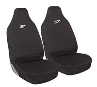 For Ford Focus, Ford Fiesta, Ford Explorer and Ford Puma - Heavy Duty and Water Proof Durable Nylon Driver Passenger with ST Logo Front SUV Seat Cover Protectors - 2 x Fronts (White Logo)