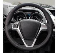 For Ford For Fiesta 2008-2017 For EcoSport 2014-2017 Black Artificial Leather Hand-stitched Car Steering Wheel Cover(2-Red)