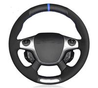 For Ford For Focus 3 ST 2012 2013 2014 Car Steering Wheel Cover Hand-stitched Soft Black Genuine Leather Suede Auto Accessories Styling(Red Blue Thread)