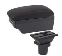 For Ford For Focus MK1 Car Armrest Interior Parts Center Storage Box With USB With Light Armrest Box(C2 black red line 7 USB)