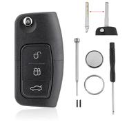 For Ford Key Fob Ford B Max Key Ford Fiesta Key Case Ford C Max Car Key Battery Focus Mondeo MK4 Kuga Galaxy S Max 3 Buttons Car Key Fob Case Shell Battery CR2032 Pin Removal Tool