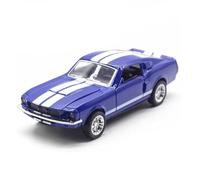 For Ford Mustang GT 1967 GT500 Retro Model Classic Pull Back Toy Car 1/32 Scale Car Model(Blue)