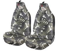 rhinos autostyling For Ford Ranger All Years - Heavy Duty Durable Nylon Driver Passenger Grey Camouflage Pair Waterproof Car Van Front Seat Covers Protectors - 2 x Fronts