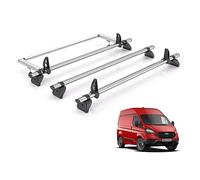 Rhino Roof Rack for Ford Transit Custom (2013-2024) 3x Steel Roof Bar & Ladder Roller [Only suitable for GEN1 with High (H2) Roof] - Kammbar Fleet - TB3HFL/KR34