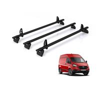For Ford Transit Custom 2013-2023 Roof Rack Rhino Kammbar Black 3 Bars | Only fits H1 Standard Roof Height, 3x Aluminium Roof Bars [TB3BA]