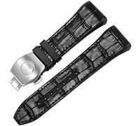 for Franck Muller V45 Series 28mm Nylon Genuine Leather Silicone Watchband Black Blue Folding Buckle Watch Strap (Color : 25-12mm, Size : 28mm)