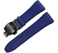 for Franck Muller V45 Series 28mm Nylon Genuine Leather Silicone Watchband Black Blue Folding Buckle Watch Strap (Color : 25-12mm, Size : 28mm)