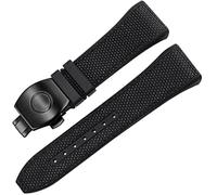 for Franck Muller V45 Series 28mm Nylon Genuine Leather Silicone Watchband Black Blue Folding Buckle Watch Strap (Color : 25-12mm, Size : 28mm)