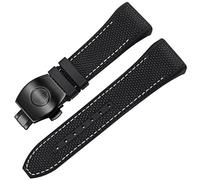 for Franck Muller V45 Series 28mm Nylon Genuine Leather Silicone Watchband Black Blue Folding Buckle Watch Strap (Color : 25-12mm, Size : 28mm)