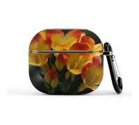 for Freesia Beautiful Plant Flower Wireless Earbuds 3 Case Compatible with 3rd Generation Hard Shell Shockproof 3 Cases Cute Protective Cover with Keychain Supports Wireless Charging