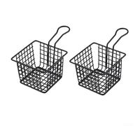 For French fry basket made of iron with portable handle for serving fried foods, snacks, and ice cream in pubs, bars, and family restaurants