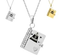 For Friends - I would fight a bear for you Book Necklace, To My Bestie Hummingwings Book Necklace, Personalized Engraved Friendship Best Friends Necklaces, Friendship Jewelry for Women (Silver)