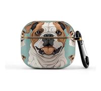 for Funny English Bulldog Wireless Earbuds 3 Case Compatible with 3rd Generation Hard Shell Shockproof 3 Cases Cute Protective Cover with Keychain Supports Wireless Charging